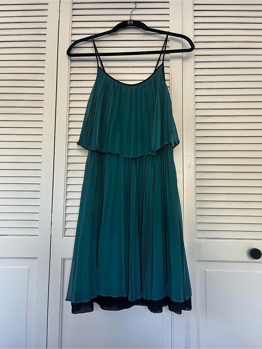 Halston Heritage Pleated Mini Dress in Blue Small